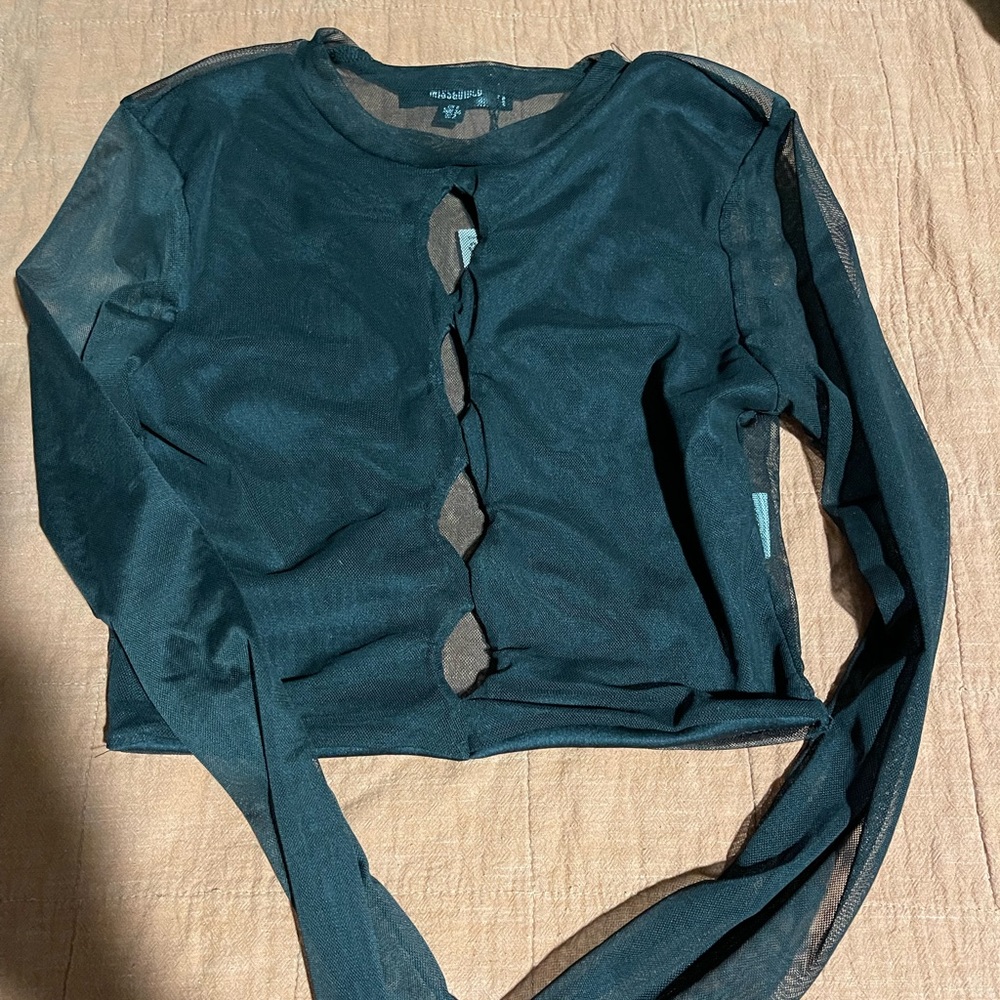 Misguided black see through crop top